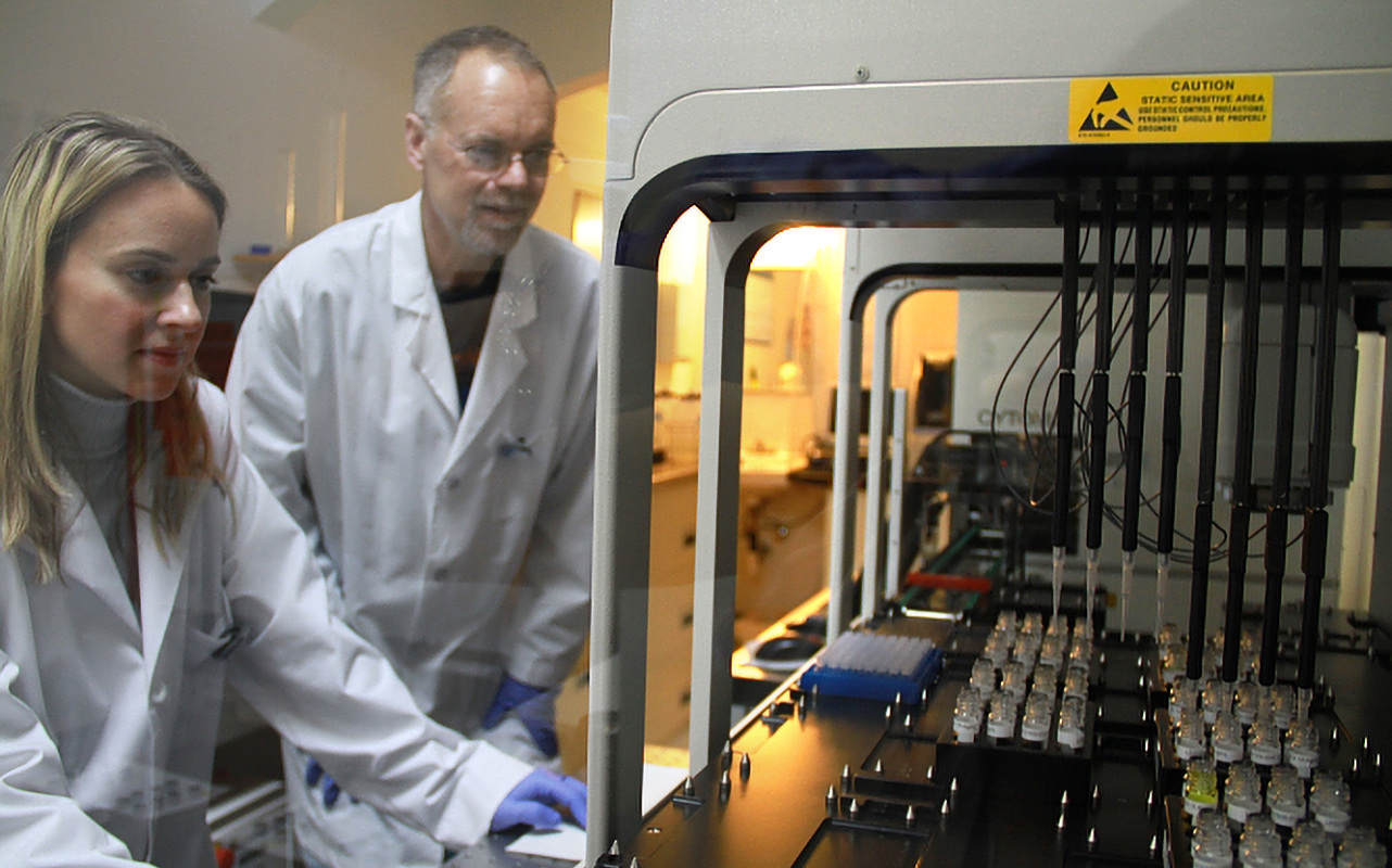 Dr. Bill Andrews with a colleague in the lab at Sierra Sciences, Reno, Nevada USA